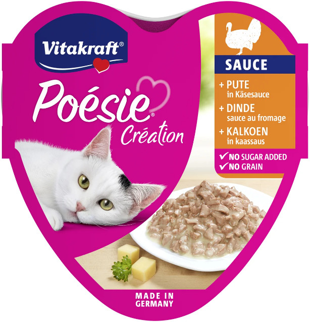 Vitakraft Poésie Création met kalkoen in kaassaus natvoer kat (15 x 85g) Vitakraft Poésie Création met kalkoen in kaassaus natvoer kat (15 x 85g)