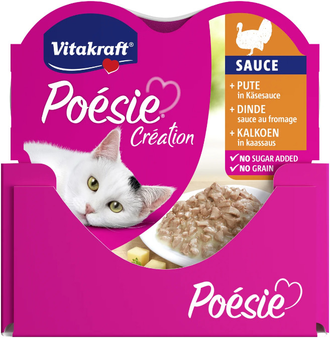 Vitakraft Poésie Création met kalkoen in kaassaus natvoer kat (15 x 85g) Vitakraft Poésie Création met kalkoen in kaassaus natvoer kat (15 x 85g)