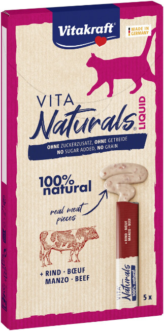 Vitakraft Vita Naturals Liquid kattensnack met rund (5 st.)
