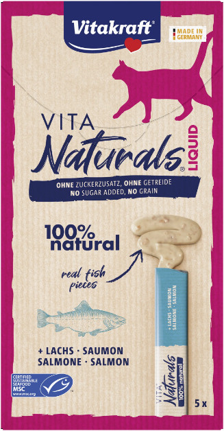 Vitakraft Vita Naturals Liquid kattensnack met zalm (5 st.) Vitakraft Vita Naturals Liquid kattensnack met zalm (5 st.)
