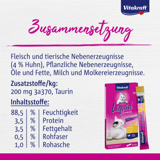 Vitakraft Liquid Snacks met kip kattensnack (6 x 15g)