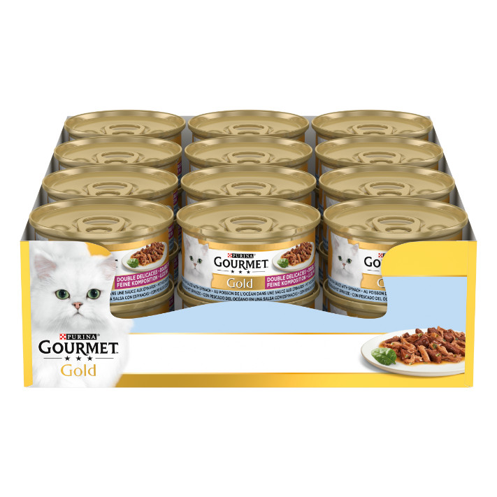 Gourmet Gold met zeevis in een saus met spinazie kattenvoer