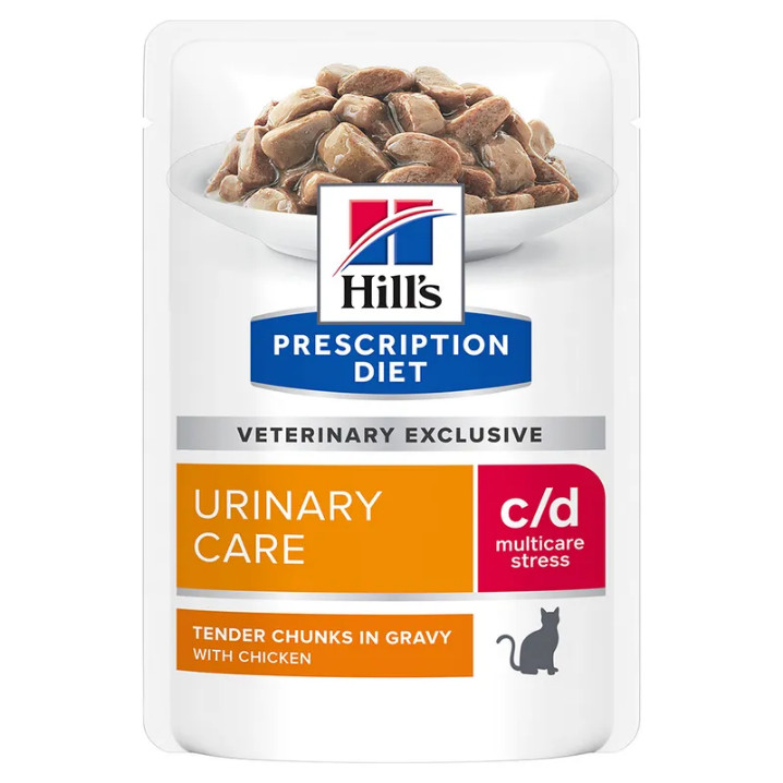 Hill's Prescription Diet C/D Multicare Stress Urinary Care Nassfutter für Katzen mit Huhn (Beutel)
