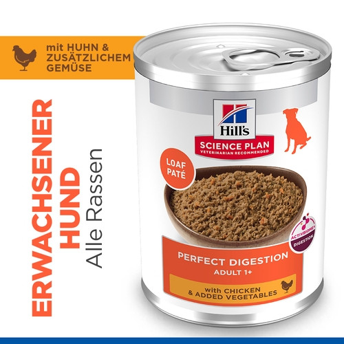 Hill's Adult Perfect Digestion mit Huhn Hunde-Nassfutter 363g Dosen