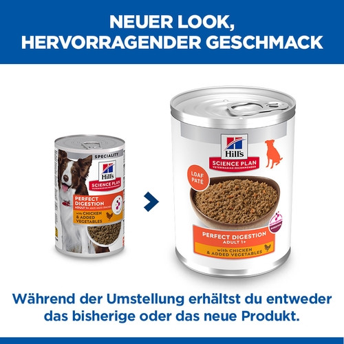 Hill's Adult Perfect Digestion mit Huhn Hunde-Nassfutter 363g Dosen