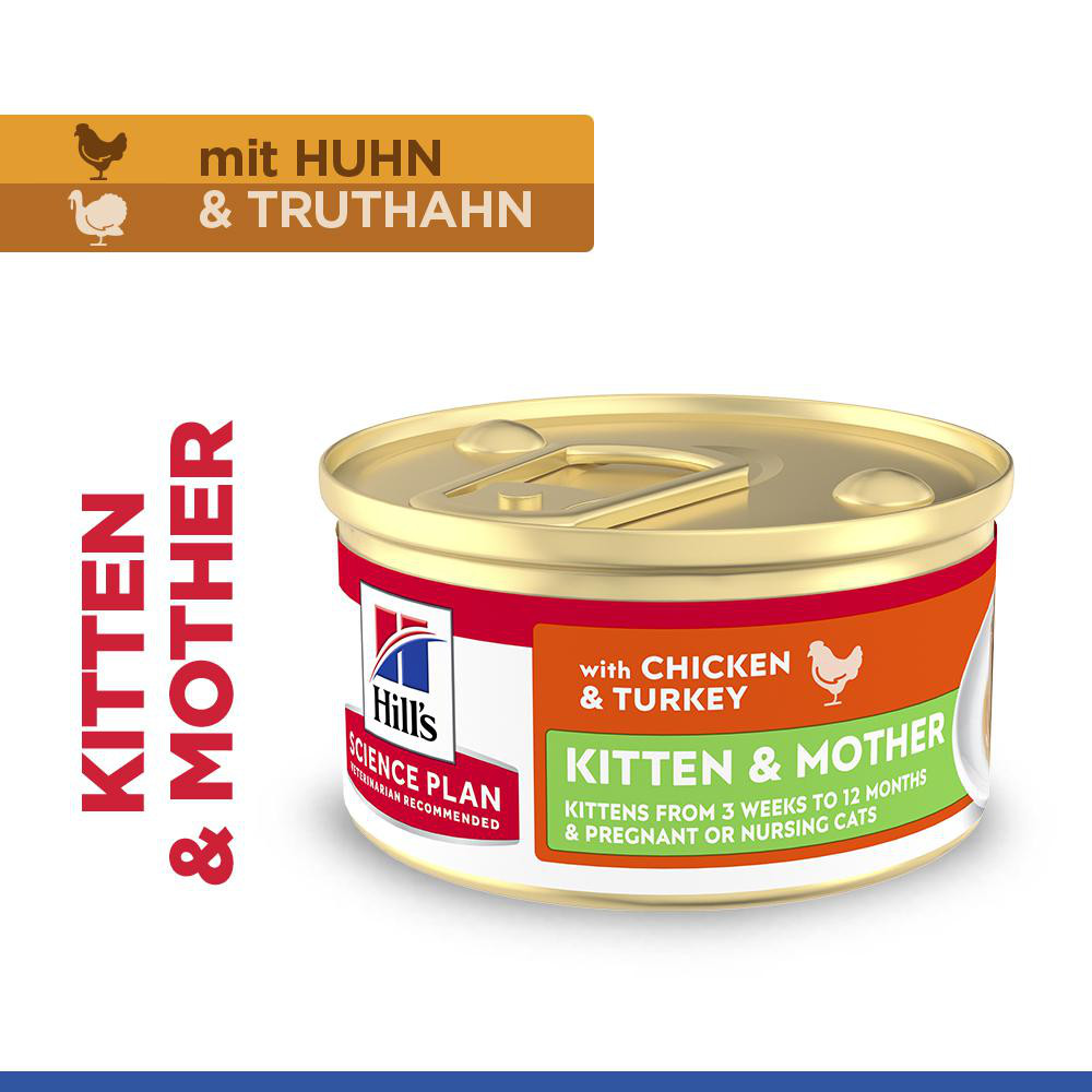 Hill's Kitten & Mother Tender Mousse nat kattenvoer met kip en kalkoen blik