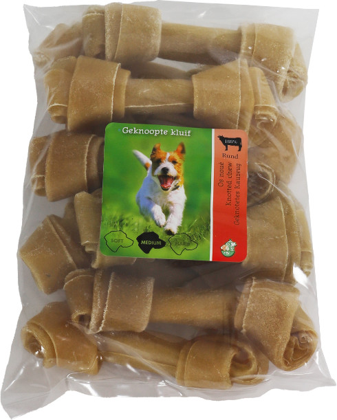 Brekz Rawhide - Rinderhaut Kauknochen geknotet Hundesnack (13 cm)