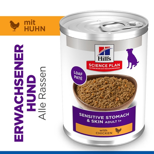 Hill's Adult Sensitive Stomach & Skin nat hondenvoer met kip blik