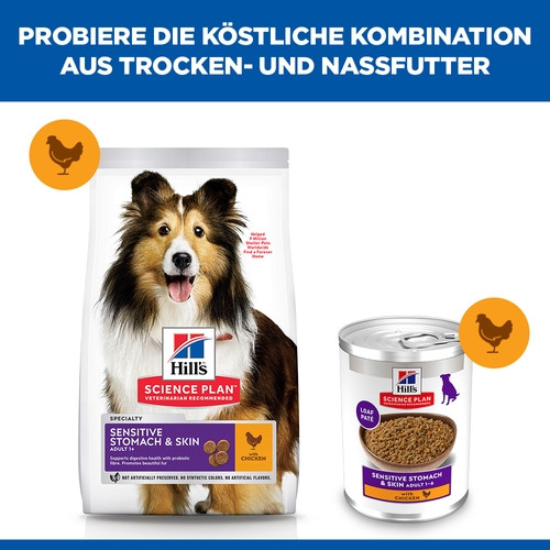 Hill's Adult Sensitive Stomach & Skin nat hondenvoer met kip blik