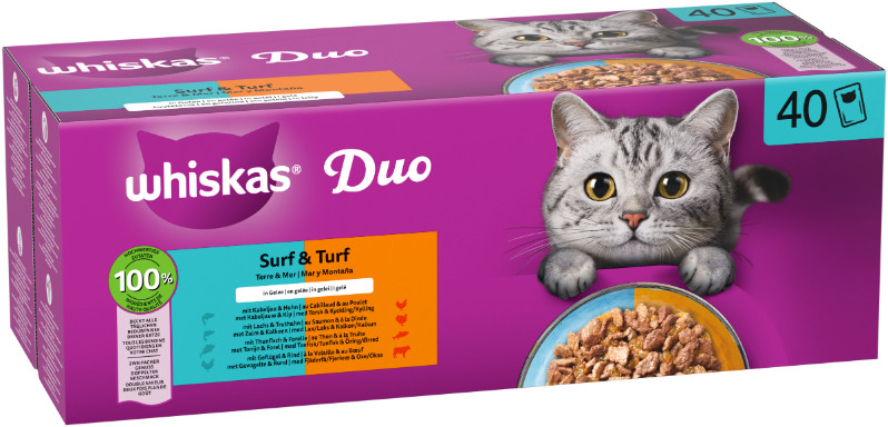 Whiskas 1+ Duo Surf & Turf | Leckerste Nassfutter Katze