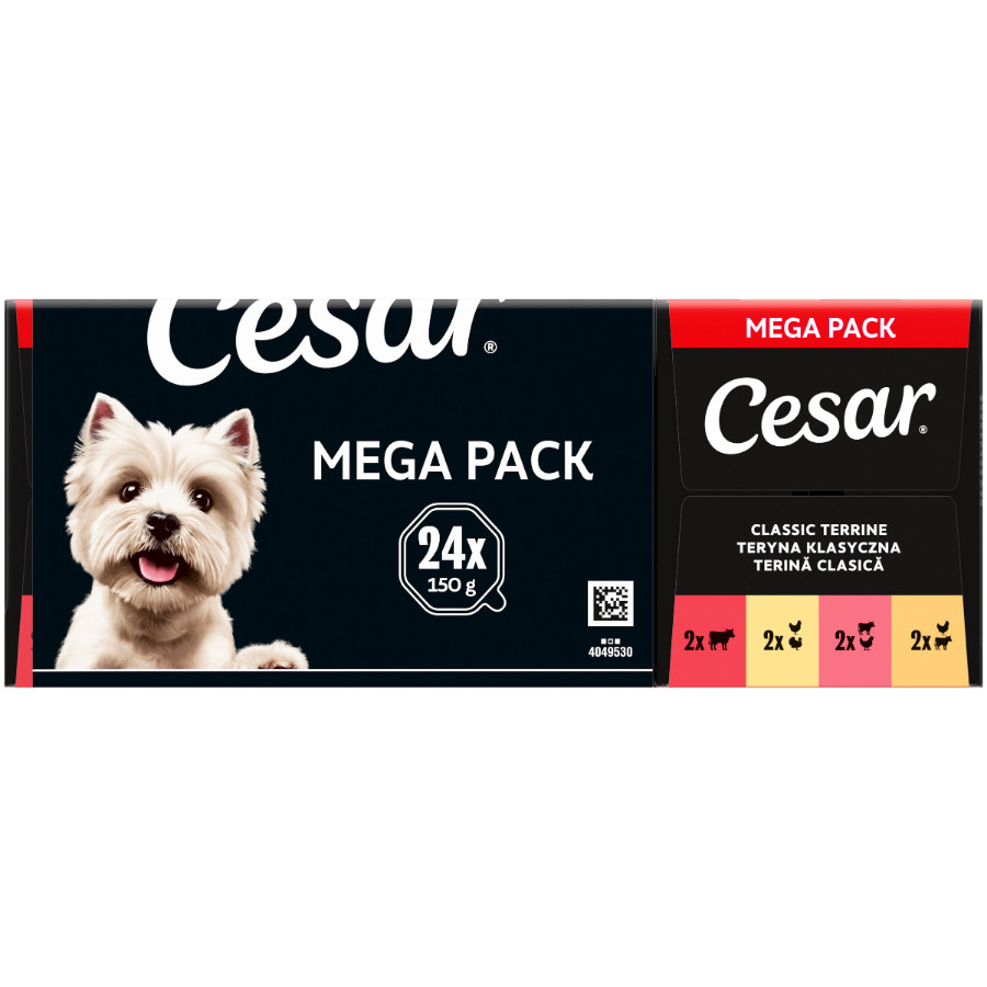 Cesar Classic Mix Paté multipack natvoer hond maaltijdkuipjes 150gr