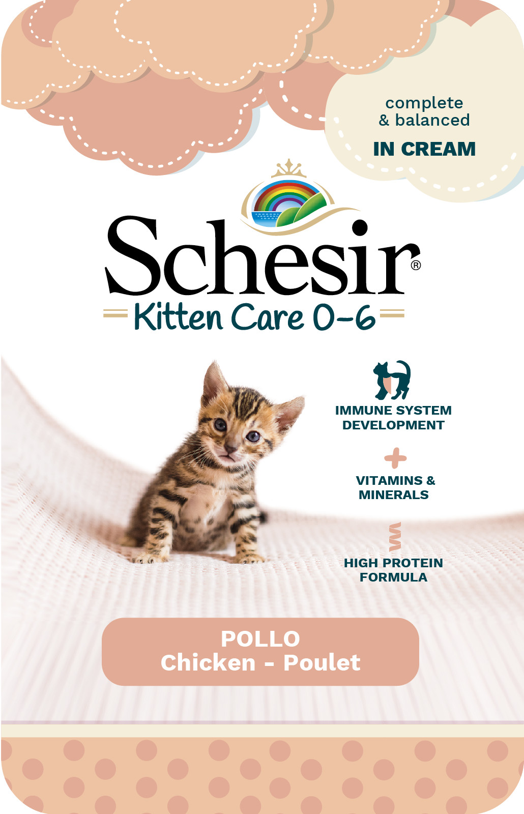 Schesir Kitten Care kip (creme) natvoer kat (zakjes)