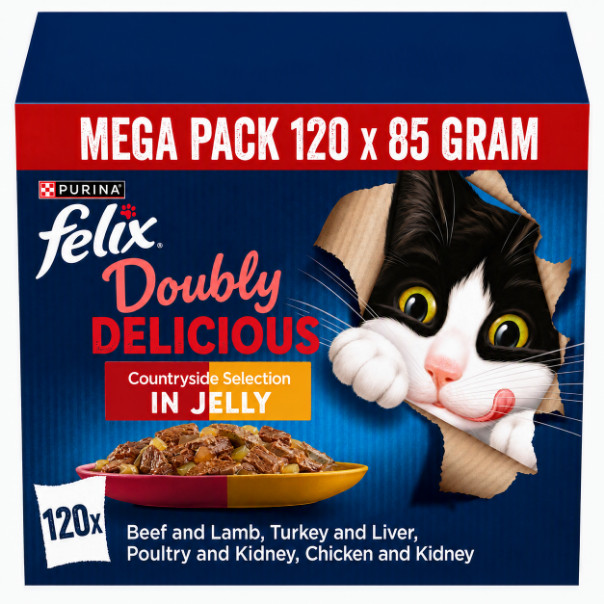 Felix Dubbel Zo Lekker Countryside Selectie in gelei natvoer kat (megapack)