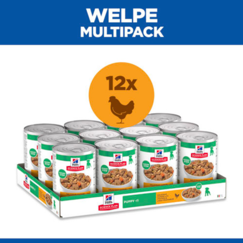 Hill's Puppy mit Huhn und Gemüse Welpen-Nassfutter (Eintopf, Dosen)