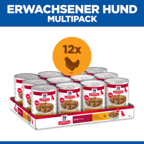Hill's Adult mit Huhn und Gemüse Hunde-Nassfutter (Eintopf, Dosen)