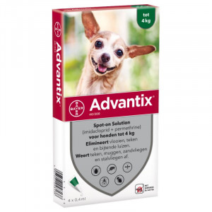 Advantix 40/200 voor honden tot 4 kg 3 x 4 pipetten