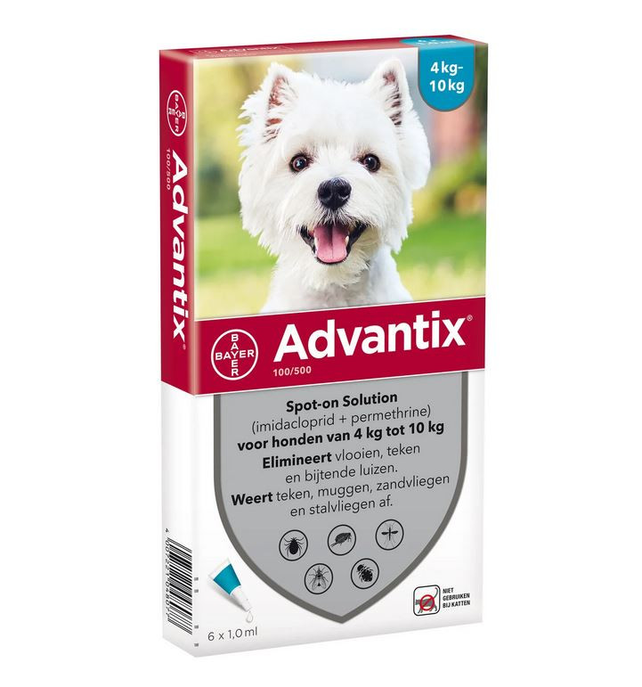 Afbeelding Advantix 100/500 voor honden van 4 tot 10 kg 4 pipetten door Brekz.nl