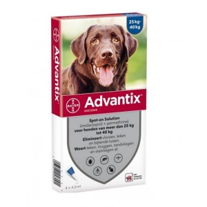 Advantix 400/2000 voor honden van 25 tot 40 kg 2 x 4 pipetten