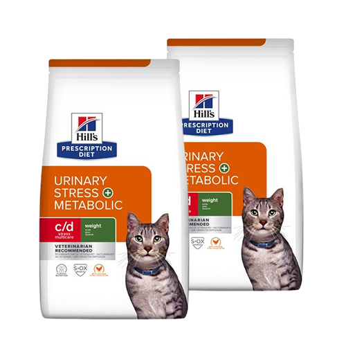 Hill's Prescription Diet C/D Multicare Stress Urinary + Metabolic kattenvoer met kip 2 x 8 kg