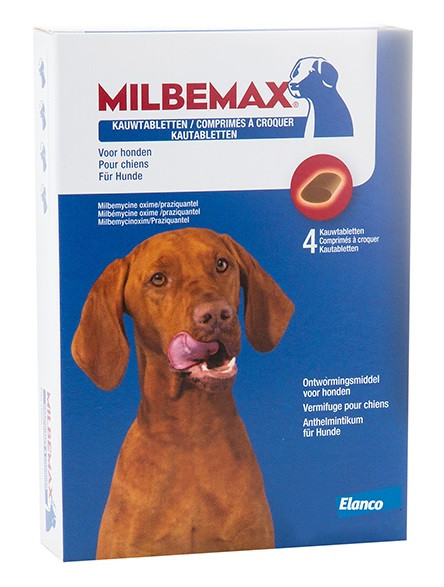 Afbeelding Milbemax kauwtabletten Grote hond 4 Tabletten door Brekz.nl