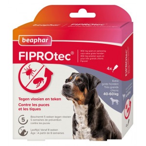 Beaphar Fiprotec Spot-On voor honden van 40 tot 60 kg 4 pipetten