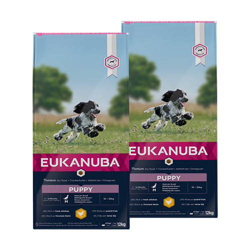 Afbeelding Eukanuba Growing Puppy Medium Breed kip hondenvoer 15 kg door Brekz.nl