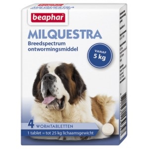 Afbeelding Beaphar Milquestra Ontwormingsmiddel hond (5-75 kg) 4 Tabletten door Brekz.nl