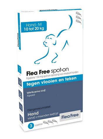 Flea Free Spot-On Hond 10-20 kg 2 x 3 pipetten