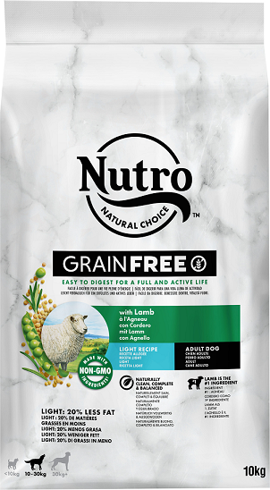 Afbeelding Nutro Grain Free Adult Light met lam hondenvoer 10 kg door Brekz.nl