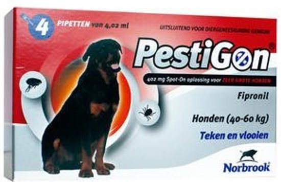 Pestigon Spot-On voor honden van 40 tot 60 kg 4 pipetten