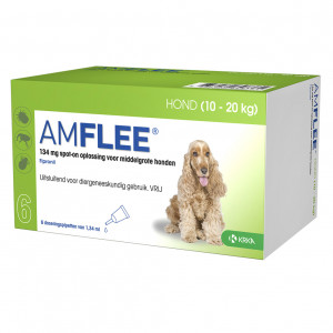 Afbeelding Amflee Spot-on Hond - 134 mg - 6 pipetten door Brekz.nl