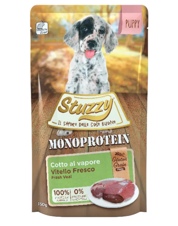 Afbeelding Stuzzy Dog Grain Free Monoprotein kalf nat puppyvoer 150 gr. 12 x 150 gr door Brekz.nl