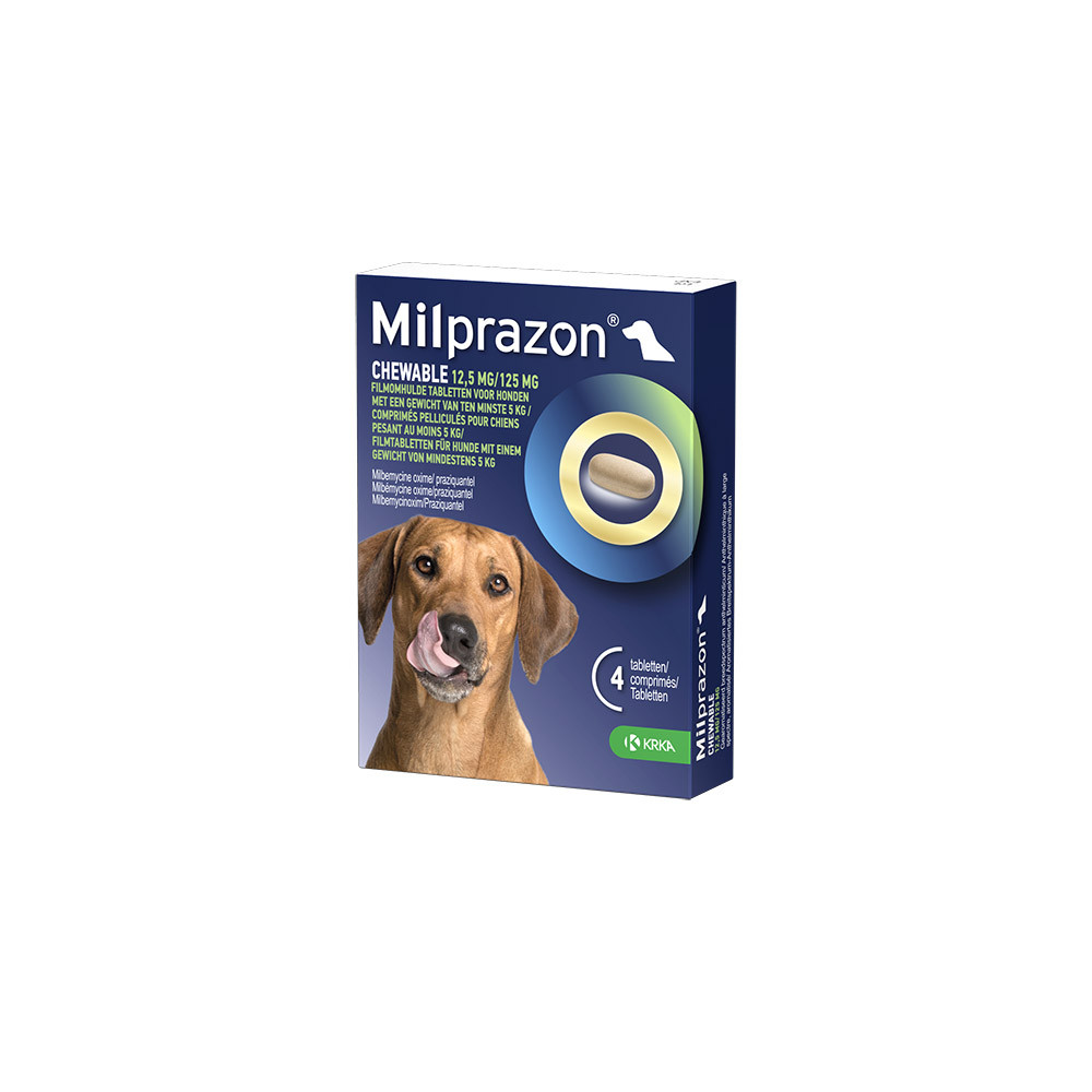 Image de 48 comprimés Milprazzon Vermifuge mâchable pour chien de 5+ kg (12,5 mg / 125 mg)