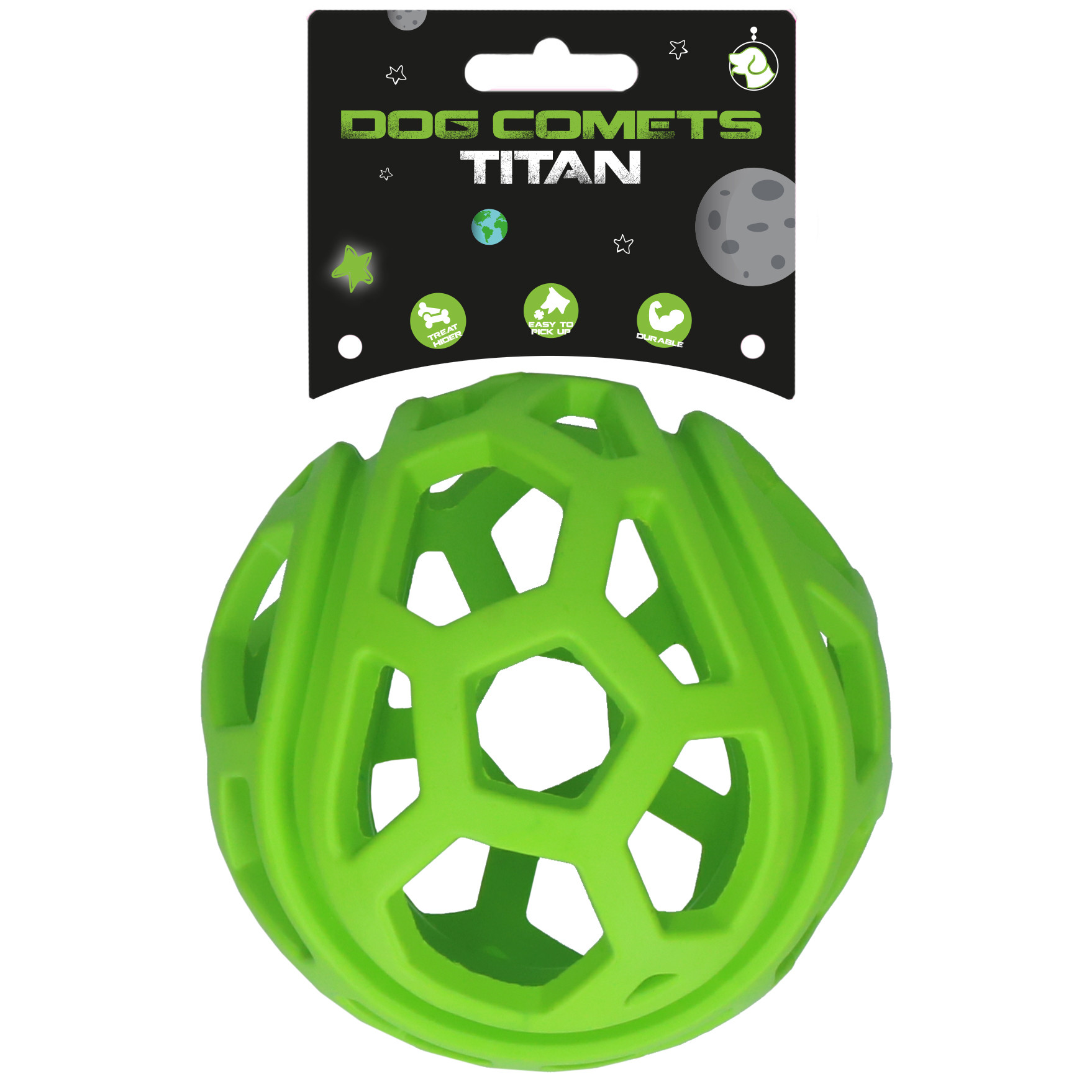 Afbeelding Dog Comets Titan Traktatie Speelbal - 11,5 cm Groen door Brekz.nl