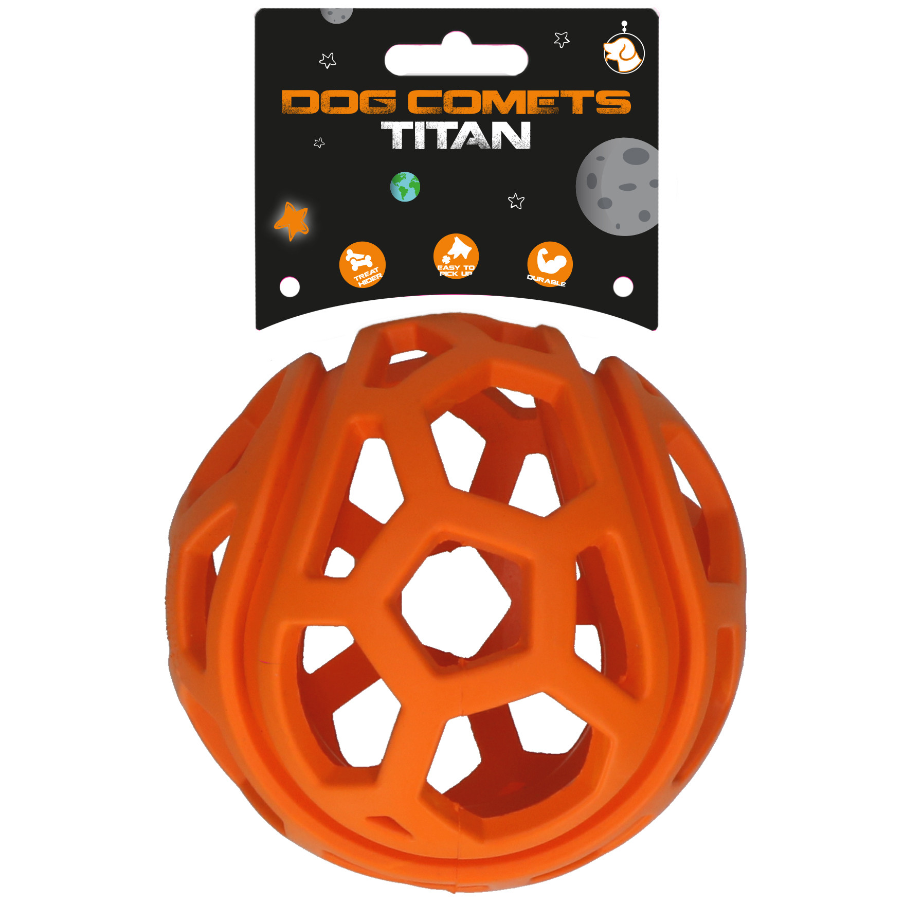 Dog Comets Titan traktatie speelbal 11,5 cm Oranje