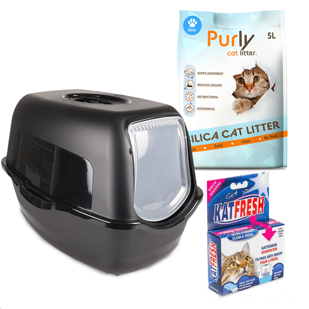 Afbeelding Kattentoilet Lexie 56x39x39,5cm Zwart door Brekz.nl