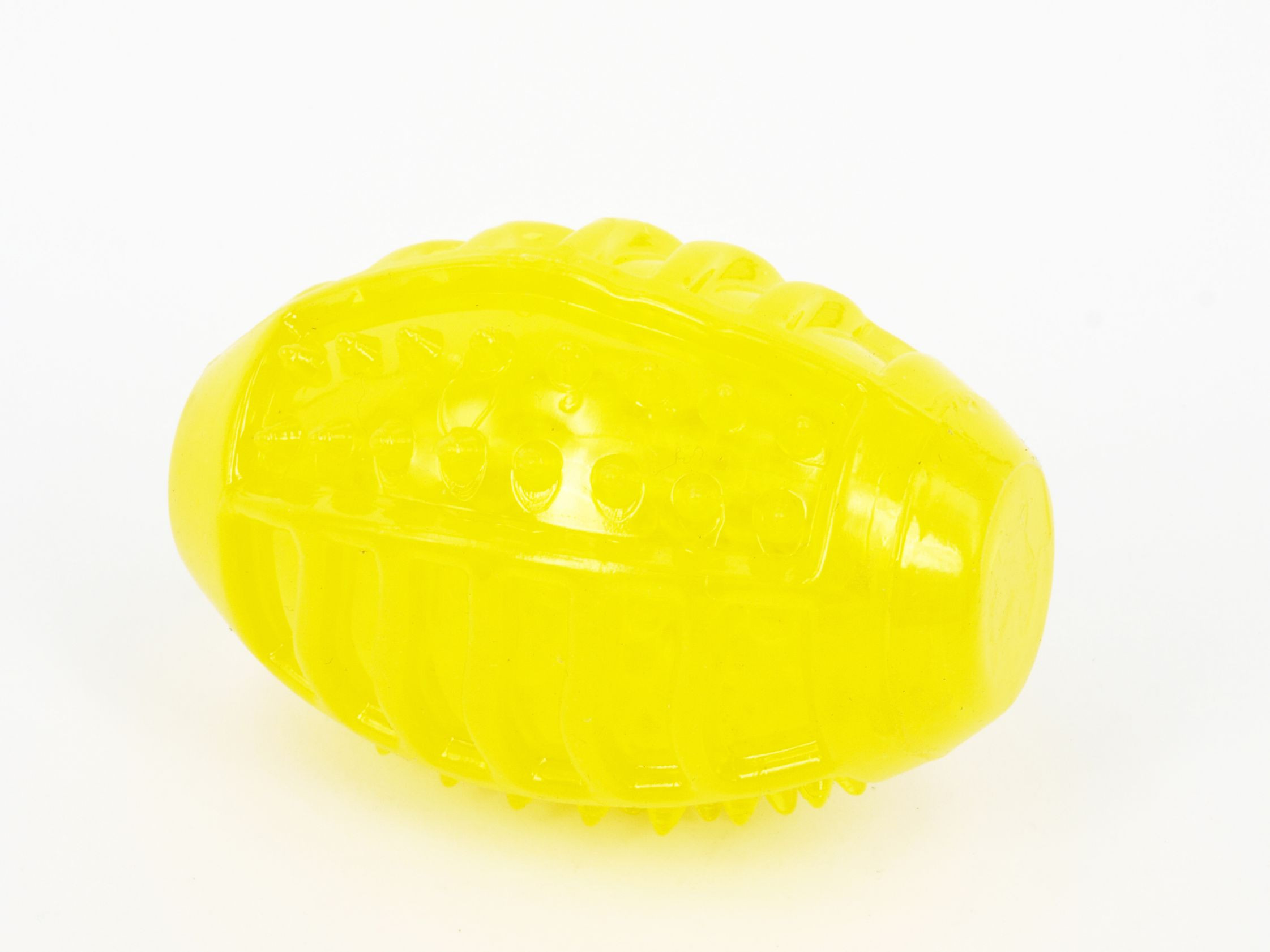 Afbeelding TPR rugby bal voor de hond Geel M 5 x 7,8 cm per 2 door Brekz.nl