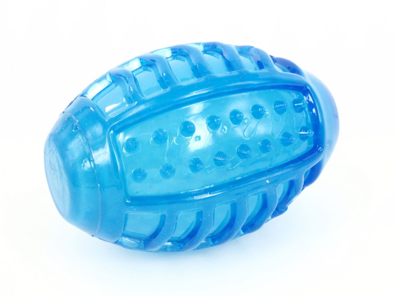 Afbeelding TPR rugby bal voor de hond Blauw L 6½ x 10 cm door Brekz.nl