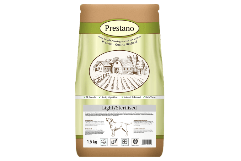 Afbeelding Prestano Light Sterilised hondenvoer 1.5 kg door Brekz.nl