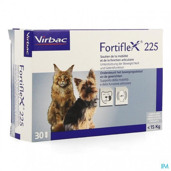 Virbac Fortiflex 225 für Hund und Katze bis 15 kg 2 x 30 Tabletten