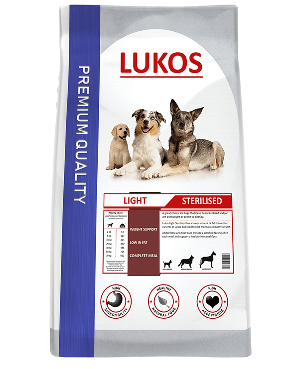 Afbeelding Lukos Light Sterilised hondenvoer 12 kg + 12 kg Gratis door Brekz.nl