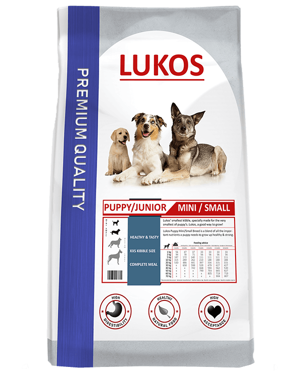 Afbeelding Lukos Puppy & Junior Mini/Small hondenvoer 4 kg + 4 kg Gratis door Brekz.nl